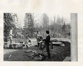 Students doing carpentry work during the Work-a-thon