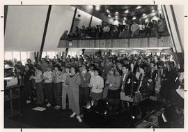 Students singing in the chapel