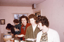 Students in line for food in the original dining hall.