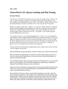 OttawaWatch 281: Queen-watching and Holy Posting.