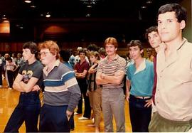 Students standing in the gym during O-Week