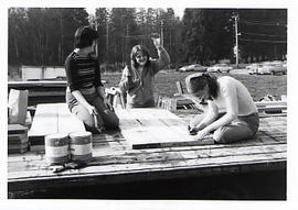 Students doing carpentry during the Work-a-thon