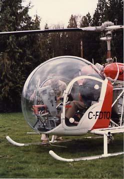 Securing the helicopter on the lawn