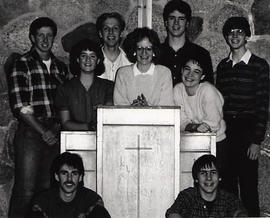 The Evangelism Committee posing in the chapel