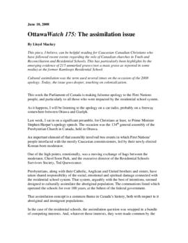 OttawaWatch 175: The assimilation issue.