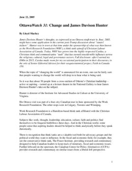 OttawaWatch 31: Change and James Davison Hunter.