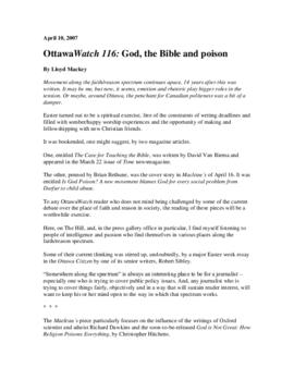 OttawaWatch 116: God, the Bible and poison.