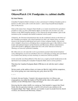 OttawaWatch 134: Foodgrains vs. cabinet shuffle.