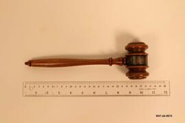 Wooden Gavel Presented to Dr. R. N. Thompson President C. M. C. C. by the Canadian Chiropractic A...