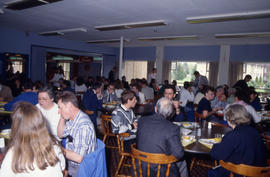 Staff and faculty in the dining hall.