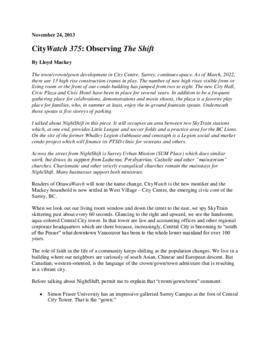 CityWatch 375: Observing The Shift.