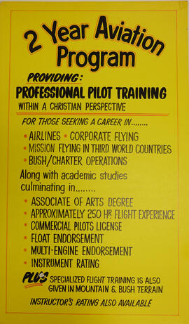 2 Year Aviation Program promotional signage.