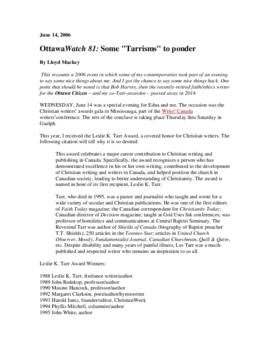 OttawaWatch 81: Some "Tarrisms" to ponder.