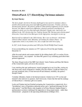 OttawaWatch 327: Electrifying Christmas minutes.