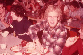 Students in the Douglas Hall cafeteria.