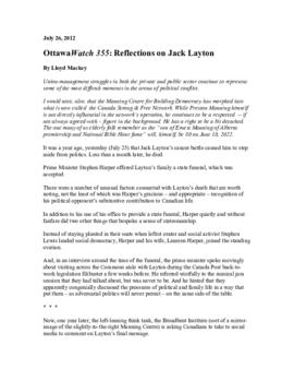 OttawaWatch 355: Reflections on Jack Layton.