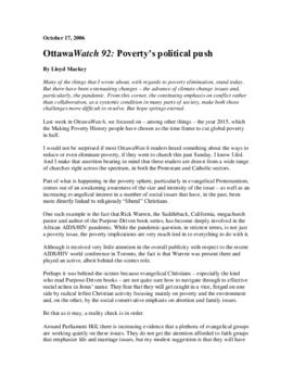 OttawaWatch 92: Poverty's political push.