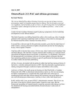 OttawaWatch 232: PAC and African governance.