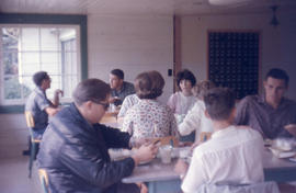 Students in the original dining hall in Seal Kap.