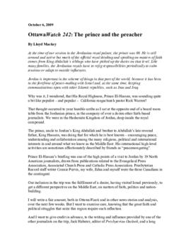 OttawaWatch 242: The prince and the preacher.