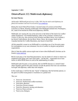 OttawaWatch 312: Multi-track diplomacy.