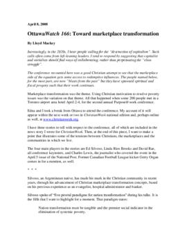 OttawaWatch 166: Toward marketplace transformation.